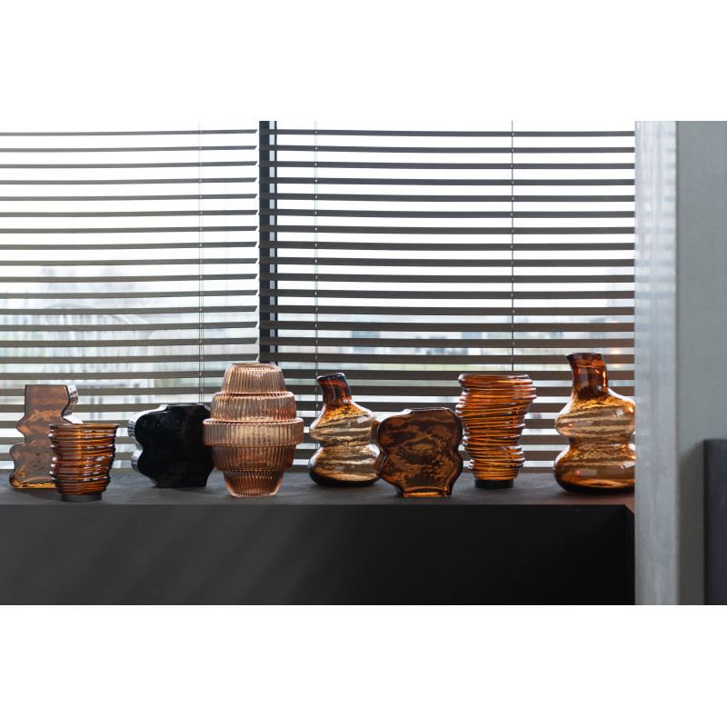 Vase original Irrégulier Hauteur 25 cm en Verre Ambre Noir Tivan (Lot de 2) - 2