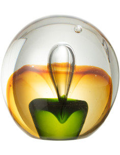 Presse papier original Boule avec goutte 8 cm en Verre Transparent Ambré Vert Kalvon - 1
