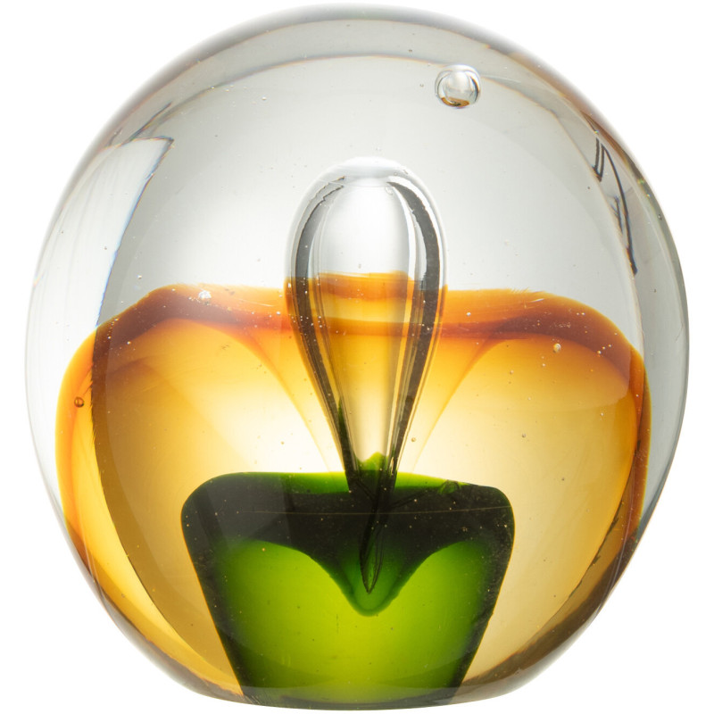 Presse papier original Boule avec goutte 8 cm en Verre Transparent Ambré Vert Kalvon - 1