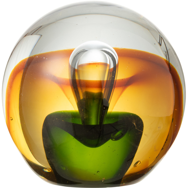 Presse papier original Boule avec goutte 12 cm en Verre Transparent Ambré Vert Kalvon - 1