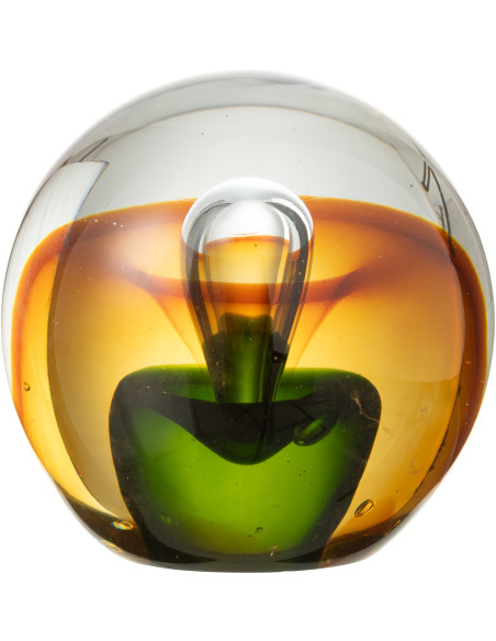 Presse papier original Boule avec goutte 12 cm en Verre Transparent Ambré Vert Kalvon - 1