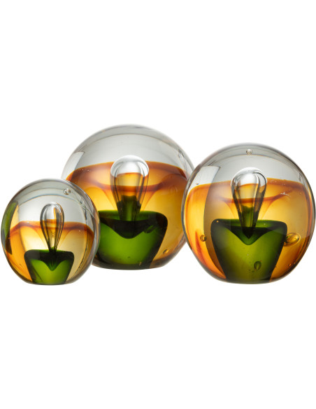 Presse papier original Boule avec goutte 12 cm en Verre Transparent Ambré Vert Kalvon - 2