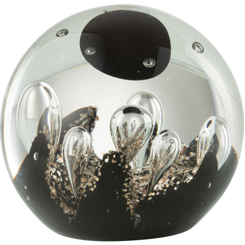 Presse papier original Boule 8 cm en Verre Transparent Noir Doré Magic - 1