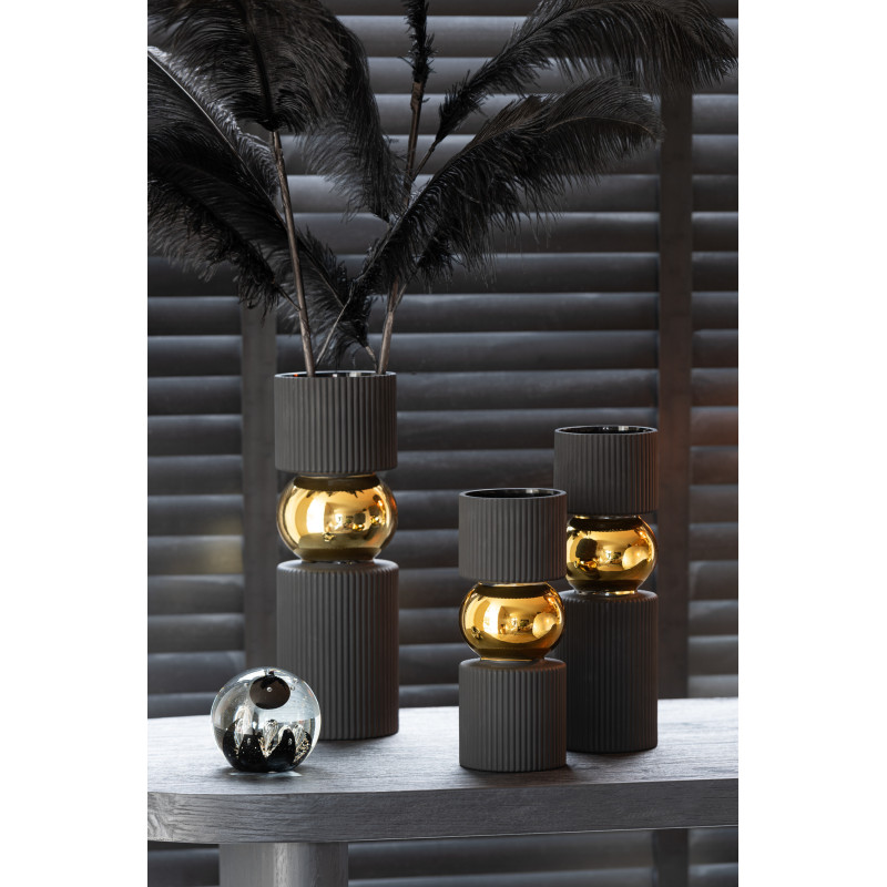 Presse papier original Boule 10 cm en Verre Transparent Noir Doré Magic - 2