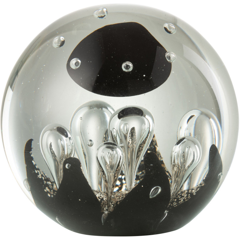 Presse papier original Boule 12 cm en Verre Transparent Noir Doré Magic - 1