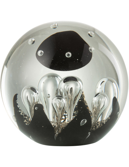Presse papier original Boule 12 cm en Verre Transparent Noir Doré Magic - 1