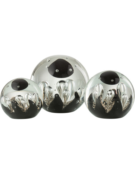 Presse papier original Boule 12 cm en Verre Transparent Noir Doré Magic - 3