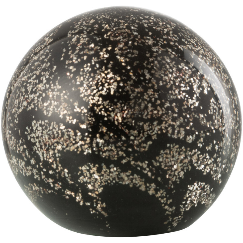 Presse papier original Boule 10 cm en Verre Noir Doré Stardust - 1