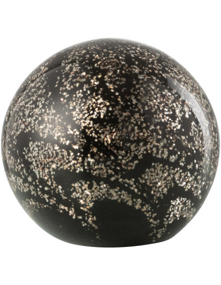 Presse papier original Boule 10 cm en Verre Noir Doré Stardust J-Line - 1