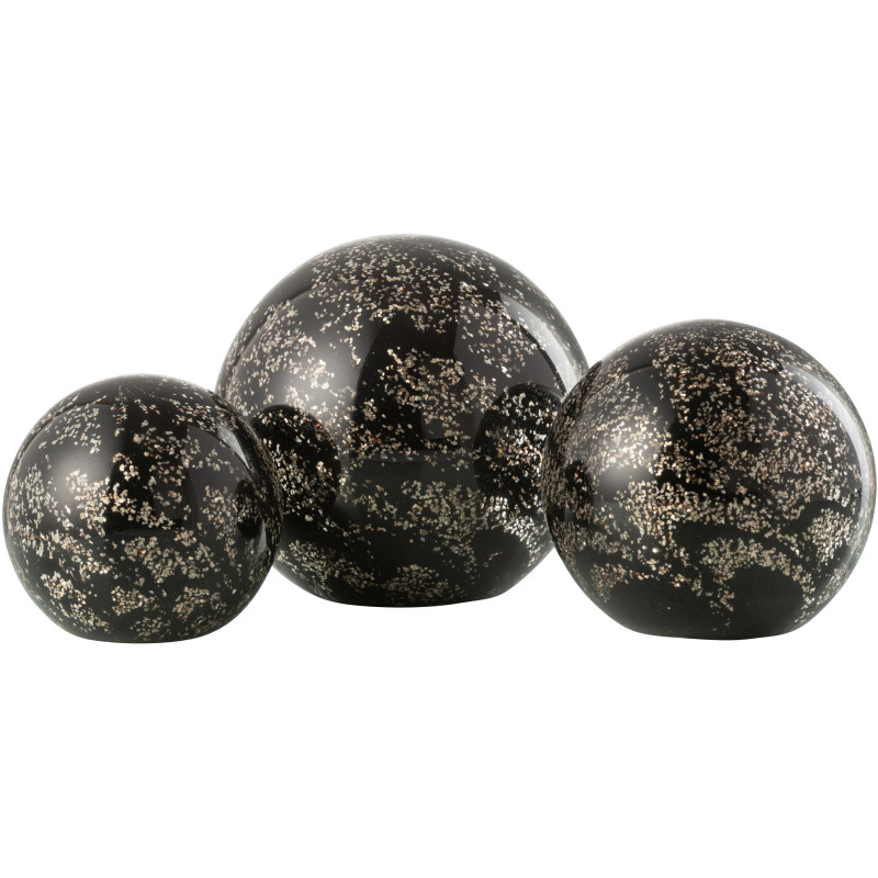 Presse papier original Boule 12 cm en Verre Noir Doré Stardust - 3