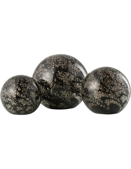 Presse papier original Boule 12 cm en Verre Noir Doré Stardust - 3