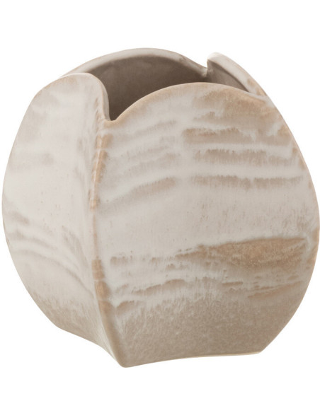 Vase abstrait Carré Hauteur 14 cm en Argile Beige Blanc Helor - 1