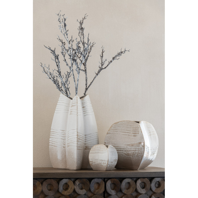 Vase abstrait Carré Hauteur 14 cm en Argile Beige Blanc Helor - 2