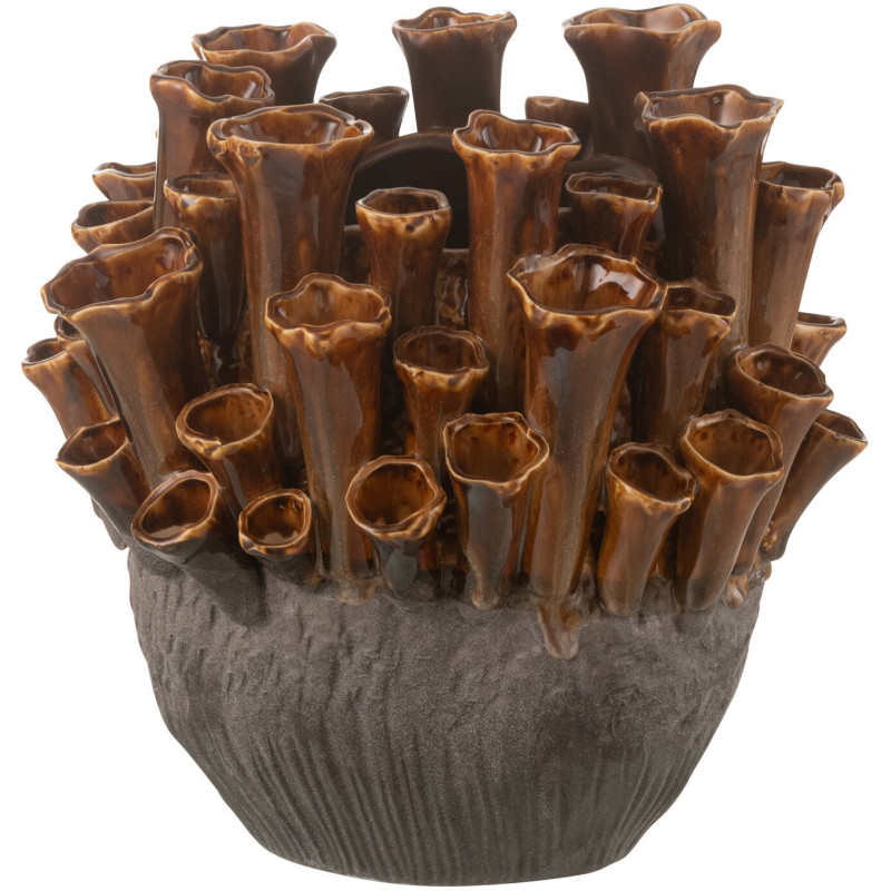 Vase original Hauteur 28 cm en Porcelaine Marron Gris Anémone - 1