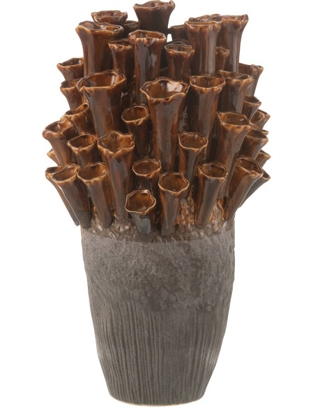 Vase original Hauteur 46 cm en Porcelaine Marron Gris Anémone - 1