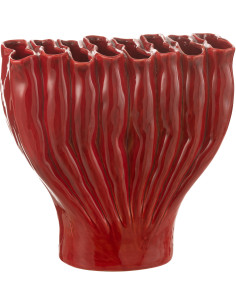 Vase original Tubes Hauteur 35 cm en Porcelaine Rouge Rolka - 1