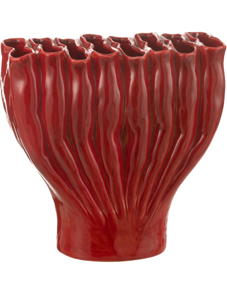 Vase original Tubes Hauteur 35 cm en Porcelaine Rouge Rolka - 1