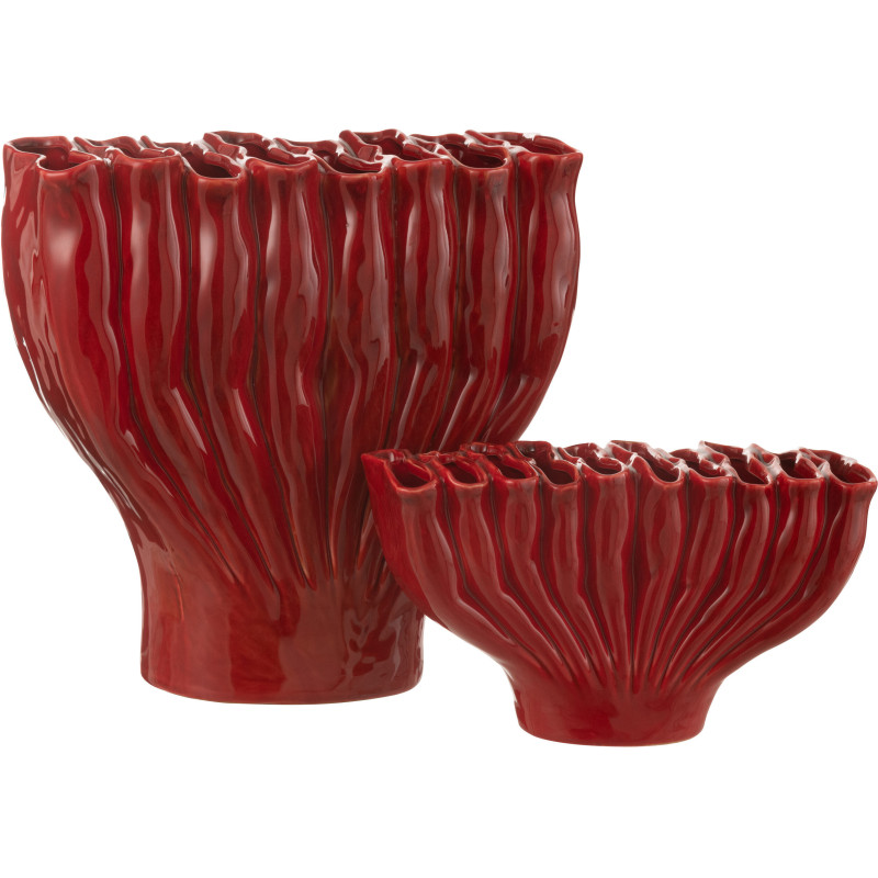 Vase original Tubes Hauteur 35 cm en Porcelaine Rouge Rolka - 3