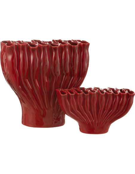 Vase original Tubes Hauteur 35 cm en Porcelaine Rouge Rolka - 3