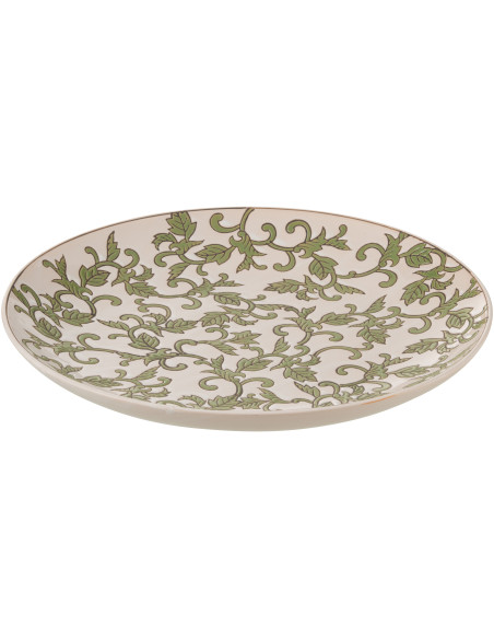 Assiette décorative moderne 37 cm en Porcelaine Blanc Vert Motif feuillage Yezi - 1