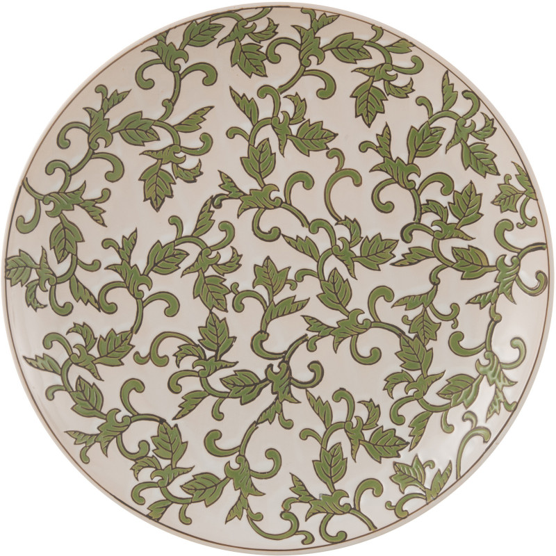 Assiette décorative moderne 37 cm en Porcelaine Blanc Vert Motif feuillage Yezi - 3