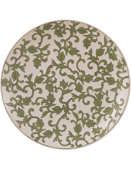 Assiette décorative moderne 37 cm en Porcelaine Blanc Vert Motif feuillage Yezi - 3