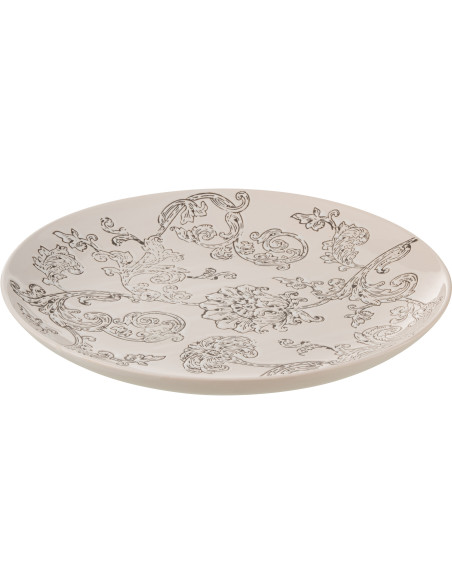 Assiette décorative baroque 37 cm en Porcelaine Blanc Noir Zen - 1