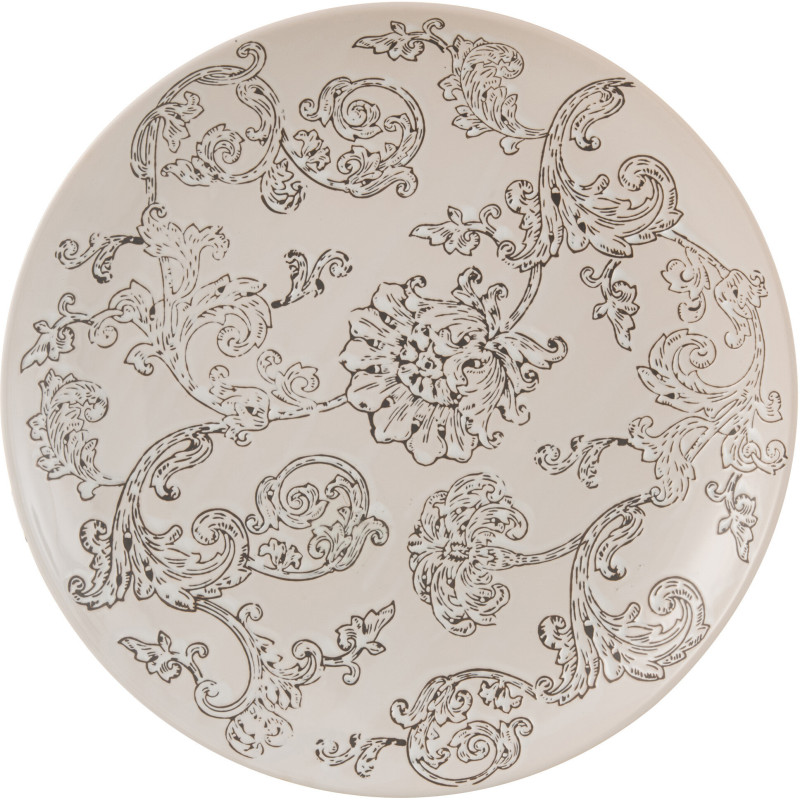 Assiette décorative baroque 37 cm en Porcelaine Blanc Noir Zen - 2