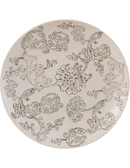 Assiette décorative baroque 37 cm en Porcelaine Blanc Noir Zen - 2