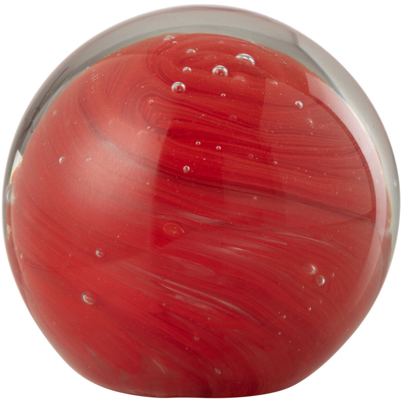 Presse papier original Boule tourbillon 13 cm en Verre Rouge Transparent Twister - 1