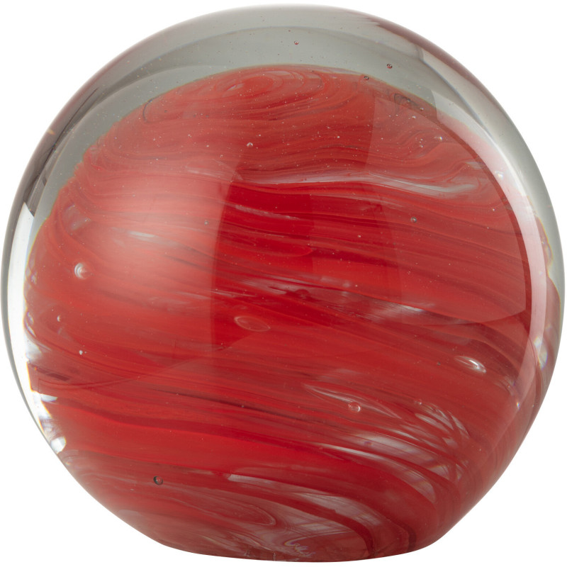 Presse papier original Boule tourbillon XL 17 cm en Verre Rouge Transparent Twister - 1