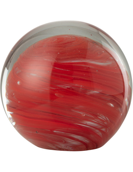 Presse papier original Boule tourbillon XL 17 cm en Verre Rouge Transparent Twister - 1