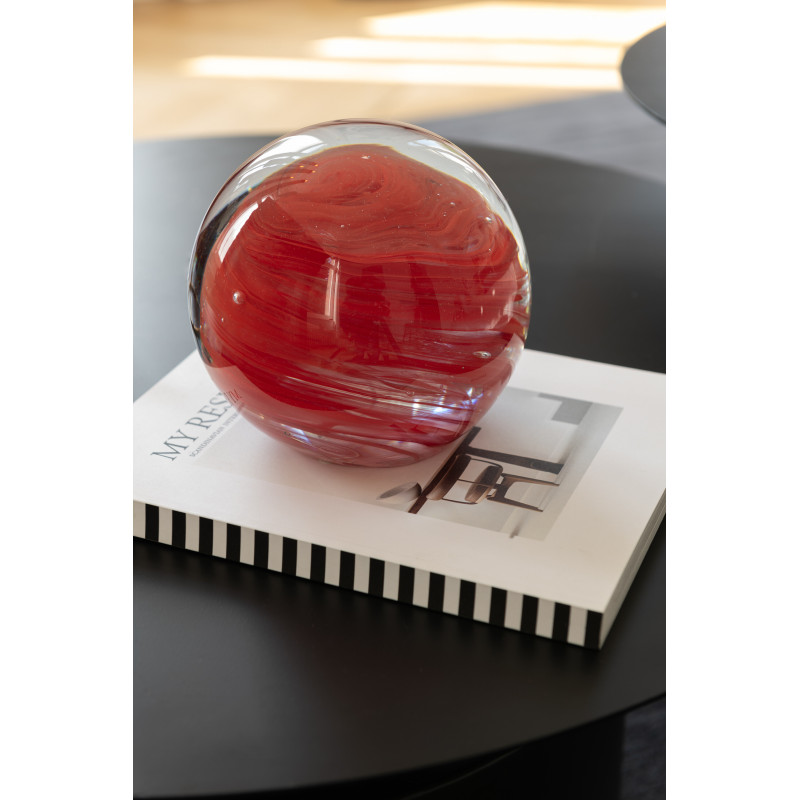 Presse papier original Boule tourbillon XL 17 cm en Verre Rouge Transparent Twister - 2