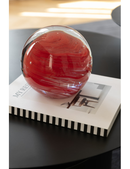 Presse papier original Boule tourbillon XL 17 cm en Verre Rouge Transparent Twister - 2