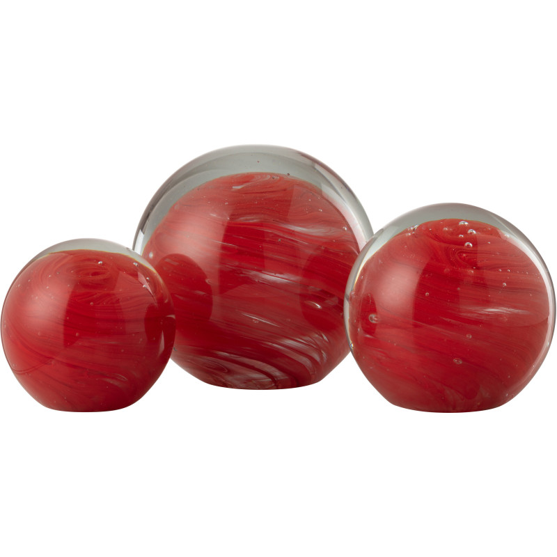 Presse papier original Boule tourbillon XL 17 cm en Verre Rouge Transparent Twister - 3