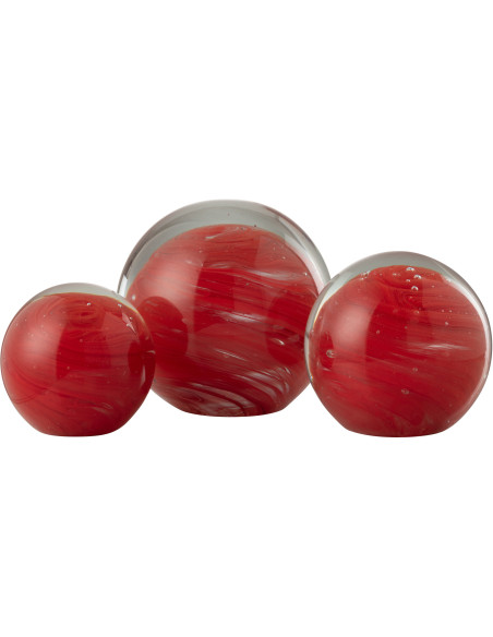 Presse papier original Boule tourbillon XL 17 cm en Verre Rouge Transparent Twister - 3