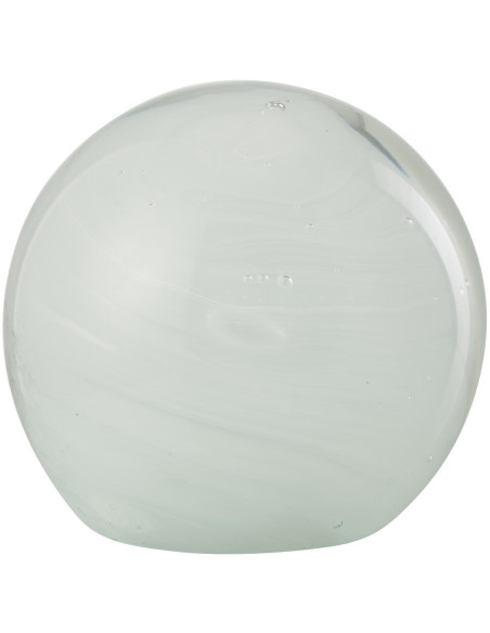 Presse papier original Boule tourbillon 13 cm en Verre Blanc Transparent Twister - 1