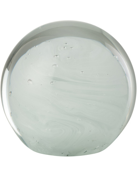 Presse papier original Boule tourbillon XL 17 cm en Verre Blanc Transparent Twister - 1