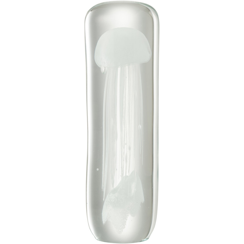 Presse papier original cylindrique XL Méduse Hauteur 29 cm en Verre Transparent Blanc Xavellia - 1