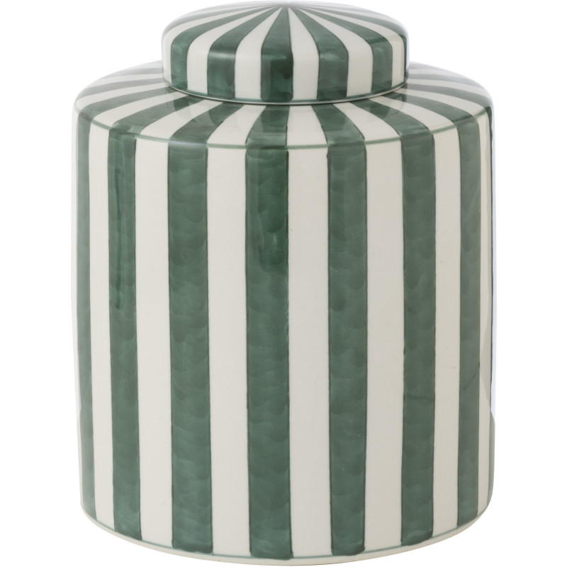 Boîte décorative originale Hauteur 24 cm en Porcelaine Vert Blanc Motif lignes Listra - 1