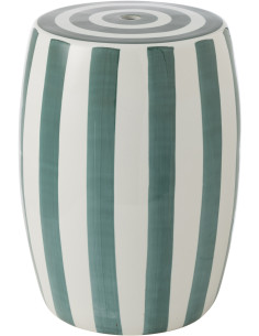 Table d'appoint moderne Ronde en Porcelaine Vert Blanc Motif lignes Listra J-Line - 1