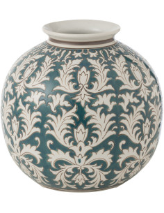 Vase original Rond Hauteur 24 cm en Porcelaine Vert Blanc Victoria - 1
