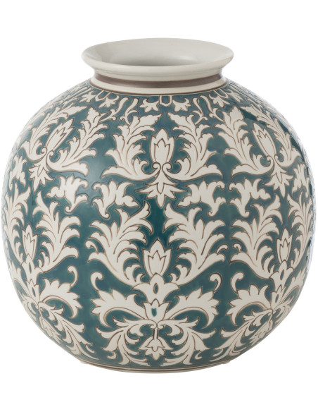 Vase original Rond Hauteur 24 cm en Porcelaine Vert Blanc Victoria - 1