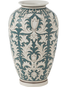 Vase original Ovale Hauteur 37 cm en Porcelaine Vert Blanc Victoria - 1