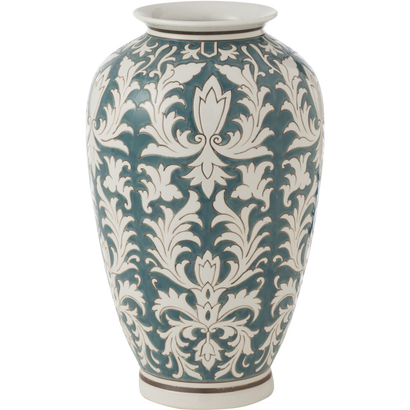 Vase original Ovale Hauteur 37 cm en Porcelaine Vert Blanc Victoria - 1