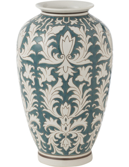 Vase original Ovale Hauteur 37 cm en Porcelaine Vert Blanc Victoria - 1