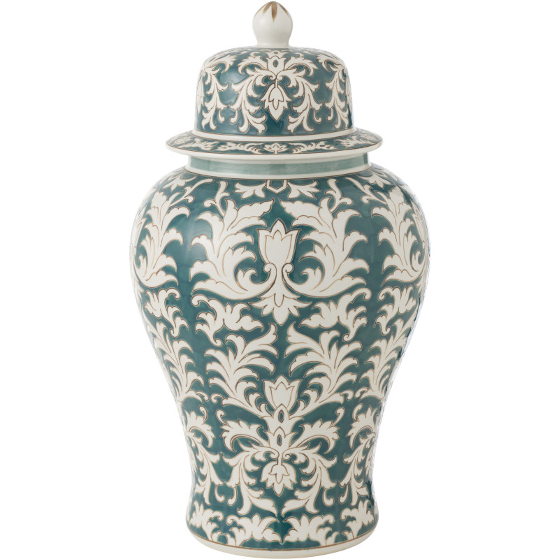 Boîte décorative originale XXL Hauteur 51 cm en Porcelaine Vert Blanc Victoria - 1