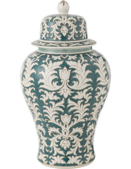 Boîte décorative originale XXL Hauteur 51 cm en Porcelaine Vert Blanc Victoria - 1