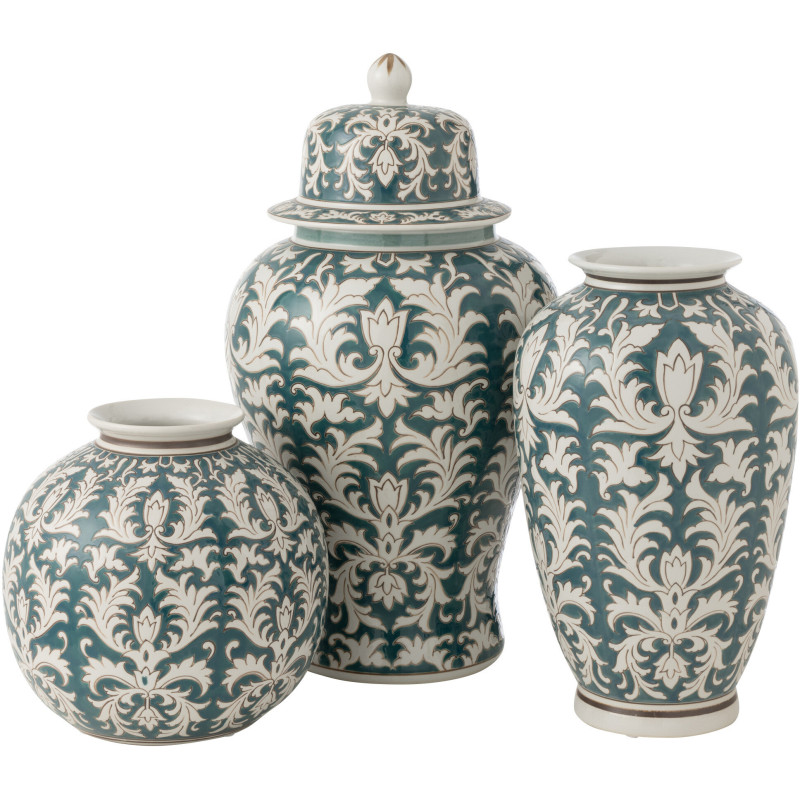 Boîte décorative originale XXL Hauteur 51 cm en Porcelaine Vert Blanc Victoria - 4