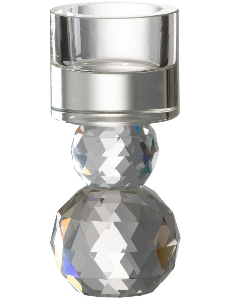 Bougeoir original Hauteur 11 cm en Verre Transparent Effet cristal Ryara - 1